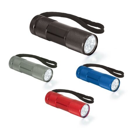 FLASHY. Linterna de aluminio con 9 LEDs Negro | sin montaje de publicidad
