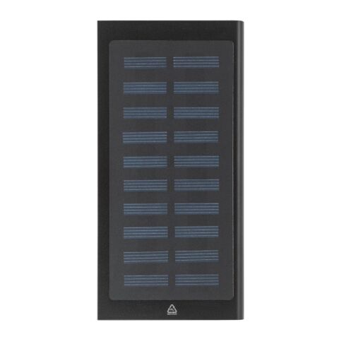 CLERK. Power bank 8&#039;000 mAh con panel solar en aluminio 100% reciclado Negro | sin montaje de publicidad