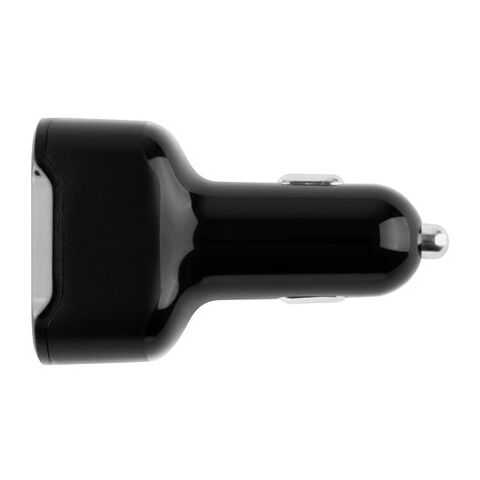 DIRAC. Adaptador para mechero con puerto USB-A de 18 W y USB-C de 20 W en 100% rABS Negro | sin montaje de publicidad