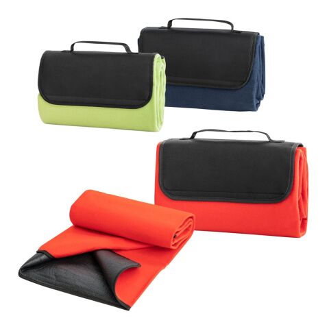 RILEY. Manta polar con asa de transporte y solapa (180 g/m²) Negro | sin montaje de publicidad