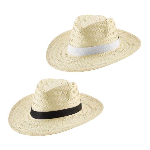 EDWARD POLI. Sombrero de paja natural con cinta de poliéster Negro | sin montaje de publicidad