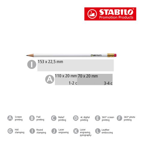 STABILO lápiz de grafito con goma de borrar blanco | sin montaje de publicidad