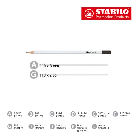 STABILO lápiz de grafito hexagonal blanco con contera barnizada blanco | sin montaje de publicidad | no disponible | no disponible