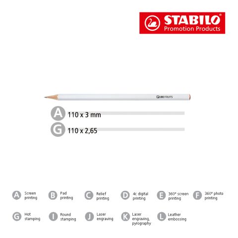 STABILO lápiz de grafito hexagonal blanco blanco | sin montaje de publicidad