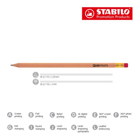 STABILO lápiz de grafito hexagonal natural con goma de borrar no disponible | sin montaje de publicidad