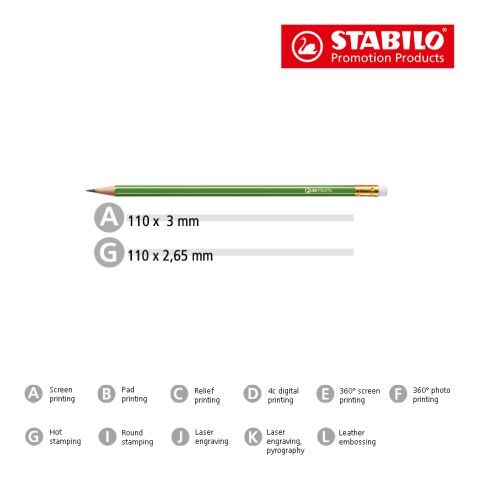 STABILO GREENgraph lápiz de grafito con goma de borrar verde | sin montaje de publicidad