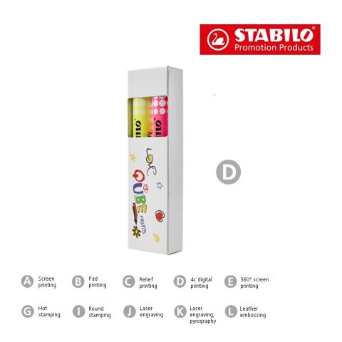 STABILO woody duo Estuche de 2 marcadores para pizarra blanca cuatricromía