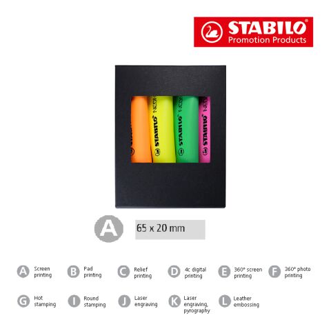 STABILO NEON Set de 4 rotuladores fluorescentes sin montaje de publicidad