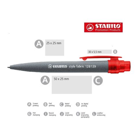 STABILO style fabric bolígrafo gris/blanco | sin montaje de publicidad | sin montaje de publicidad