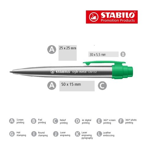 STABILO style metal bolígrafo plata/blanco | sin montaje de publicidad | sin montaje de publicidad