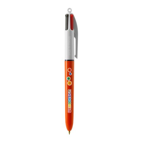 BIC® 4 Colours Fine bolígrafo Blanco-naranja | Impresión De Pantalla 1 color | Cuerpo-Centrado al Clip | 30.00 mm x 43.00 mm