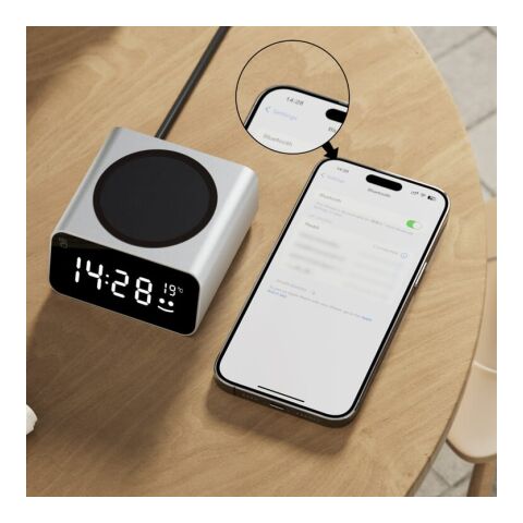 Cargador inalámbrico Xoopar GRS Reddi Charge PD con reloj gris claro | sin montaje de publicidad | no disponible | no disponible | no disponible