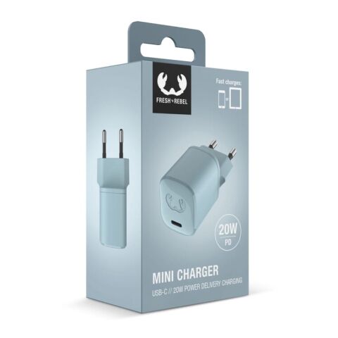 2WC20 I Fresh &amp; Rebel USB-C Mini Charger USB-C PD // 20W Azul pastel | sin montaje de publicidad | no disponible | no disponible