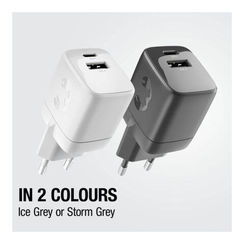 Fresh 'n Rebel Cargador rápido 30W GaN USB-C y USB-A gris claro | sin montaje de publicidad