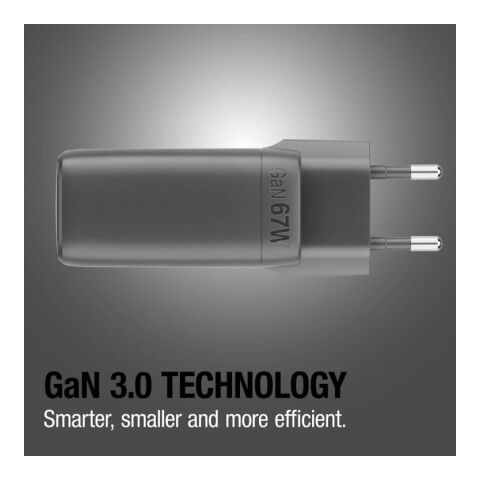 Fresh 'n Rebel cargador rápido para portátil 67W GaN USB-C y USB-A gris oscuro