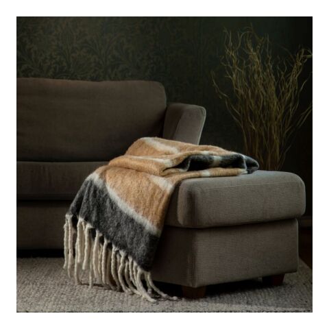 Kosta Linnewäfveri Manta de Lana a Rayas Beige | sin montaje de publicidad