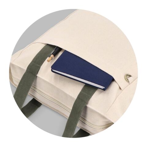 Bolsa carrier Canvas InSideOut Reuuz 33 x 42 x 10 cm Ecru-Verde oliva | sin montaje de publicidad | no disponible | no disponible
