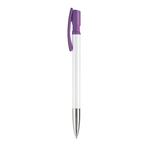 Bolígrafo Nash punta de metal HC Blanco-Transparente morada | Tampografía 1 color | on the clip | 30 mm x 5 mm | no disponible