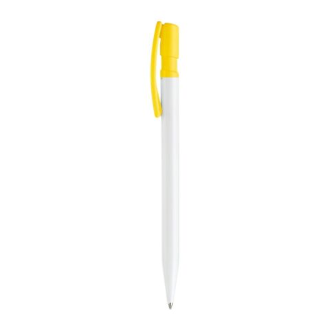 Bolígrafo Nash opaco Blanco-Amarillo | Tampografía 1 color | on the clip | 30 mm x 5 mm | no disponible