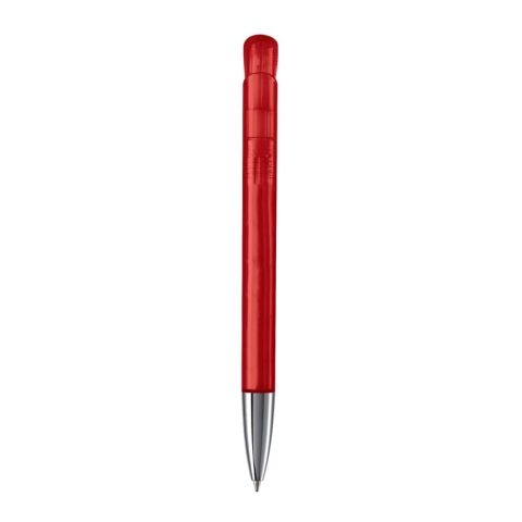 Bolígrafo Atlas punta de metal transparente Rojo / Blanco-Rojo / Blanco | Impresión De Pantalla 1 color | 180 grados del clip | 50 mm x 25 mm | no disponible