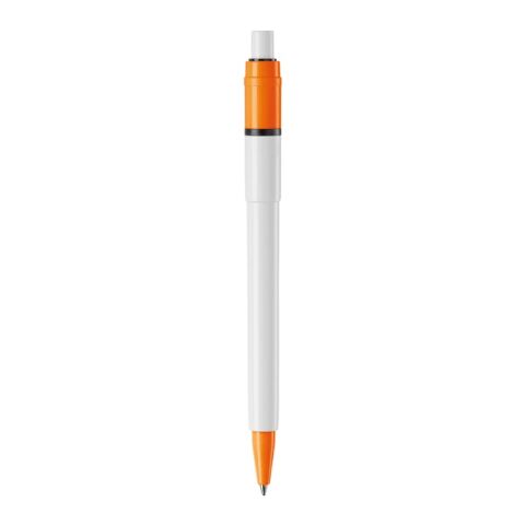 Bolígrafo Baron Colour opaco Blanco-Naranja | Impresión De Pantalla 1 color | 270 grados del clip | 45 mm x 25 mm | no disponible
