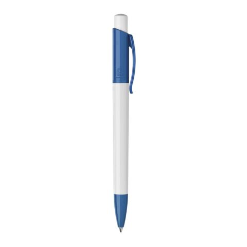 Bolígrafo Kamal opaco Blanco-Azul / Blanco | Impresión De Pantalla 1 color | 270 grados del clip | 40 mm x 25 mm | no disponible