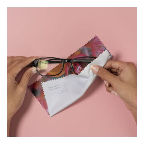 Paño de limpieza de microfibra R-PET 15 x 15cm Blanco | sin montaje de publicidad | no disponible | no disponible | no disponible