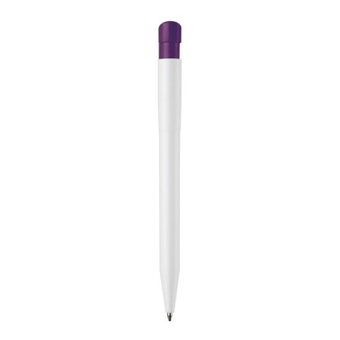 Bolígrafo S45 opaco Blanco-Violeta transparente | Tampografía 1 color | on the clip | 25 mm x 6 mm | no disponible