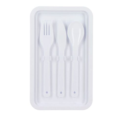 Fiambrera de doble capa con cubiertos Blanco