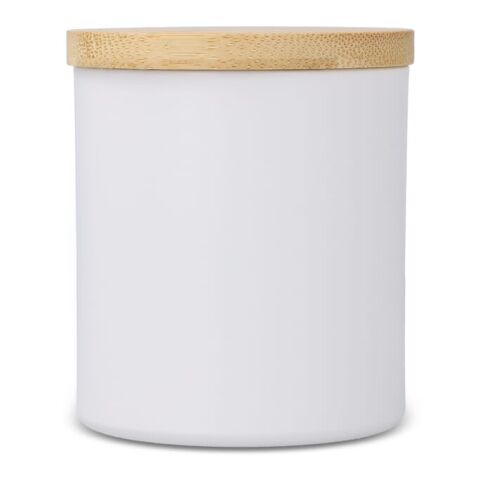 Bhakti-Duftkerze auf pflanzlicher Basis in recyceltem Aluminiumgefäß Blanco | Impresión Digital | parte superior | Ø 65 mm