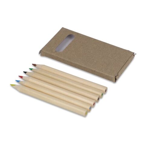 6 lápices de colores en caja kraft Natural | sin montaje de publicidad | no disponible | no disponible
