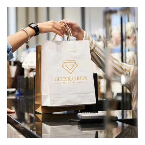 Bolsa de papel kraft 90g/m² 22x10x31cm Blanco | sin montaje de publicidad | no disponible | no disponible | no disponible