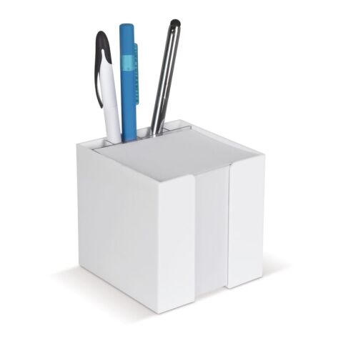Bloque de notas 10x10x10cm FSC en caja de cubo con compartimentos para artículos Blanco | sin montaje de publicidad | no disponible | no disponible | no disponible