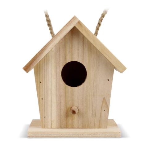 Pequeña casita para pájaros fabricada con madera FSC Natural