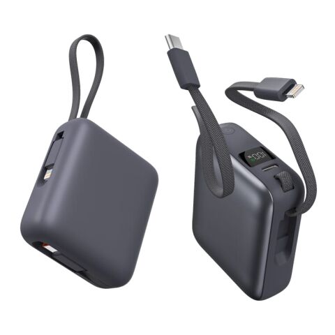 Nova Powerbank 22,5 W Power Delivery con cables integrados 10 000 mAh gris oscuro | sin montaje de publicidad | no disponible | no disponible