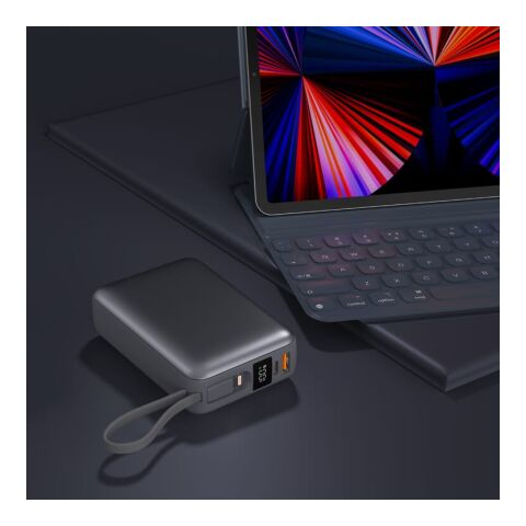 Nova Powerbank 22,5 W Power Delivery con cables integrados 20 000 mAh gris oscuro | Impresión Digital | top | 80 mm x 50 mm