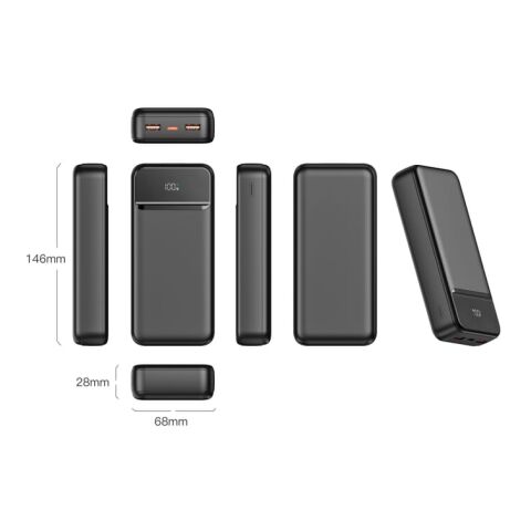 Batería externa Nolu con pantalla LED de 20 000 mAh Negro | sin montaje de publicidad | no disponible | no disponible