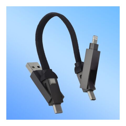 Cable multifunción 4 en 1 OTG tamaño llavero 60W Negro intenso | sin montaje de publicidad | no disponible | no disponible