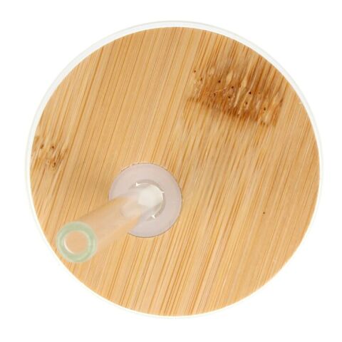 Vaso con tapa de bambú y pajita 450 ml Transparente | sin montaje de publicidad | no disponible | no disponible | no disponible