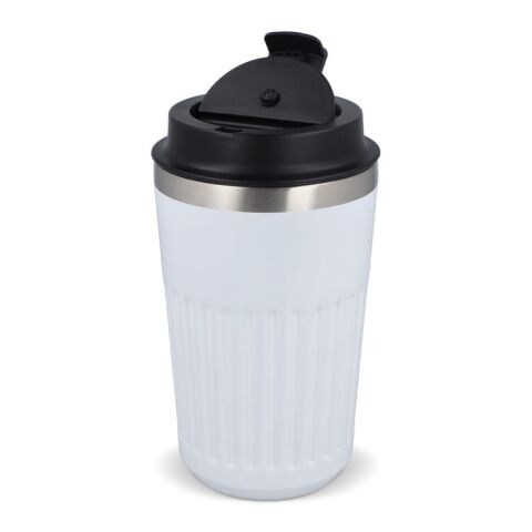 Termo de acero inoxidable reciclado para café para llevar, 400 ml. Blanco | sin montaje de publicidad | no disponible | no disponible