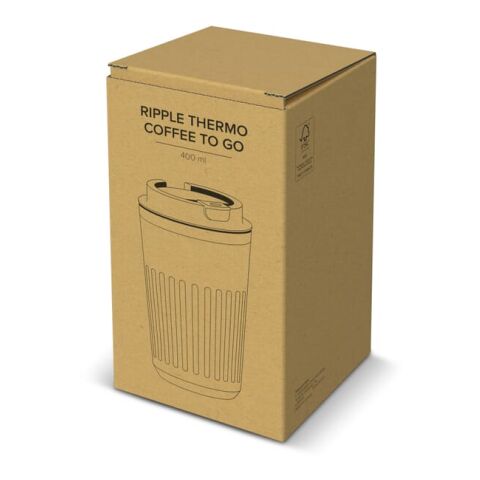 Termo de acero inoxidable reciclado para café para llevar, 400 ml. Blanco | sin montaje de publicidad | no disponible | no disponible