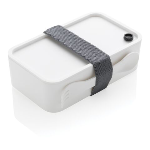 Fiambrera PP con cubiertos blanco | sin montaje de publicidad | no disponible | no disponible