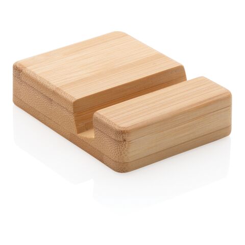 Soporte de bambú para teléfono marron | sin montaje de publicidad | no disponible | no disponible