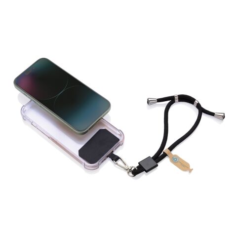 Porta teléfono ajustable CarryLoop RCS PET reciclado negro | sin montaje de publicidad | no disponible | no disponible