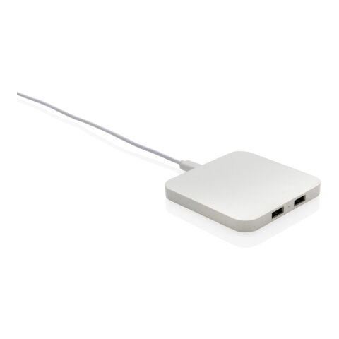 Cargador Inalámbrico 10W plástico reciclado RCS blanco | sin montaje de publicidad | no disponible | no disponible