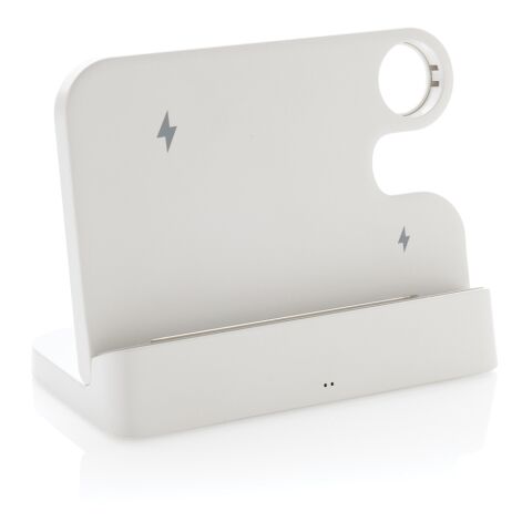 Cargador dual Joltz RCS reciclado 15W con ranura iWatch blanco | sin montaje de publicidad | no disponible | no disponible