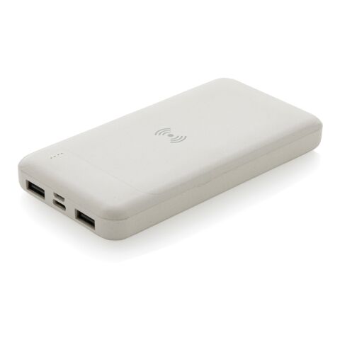 Powerbank inalámbrico de plástico reciclado estándar RCS blanco | sin montaje de publicidad | no disponible | no disponible