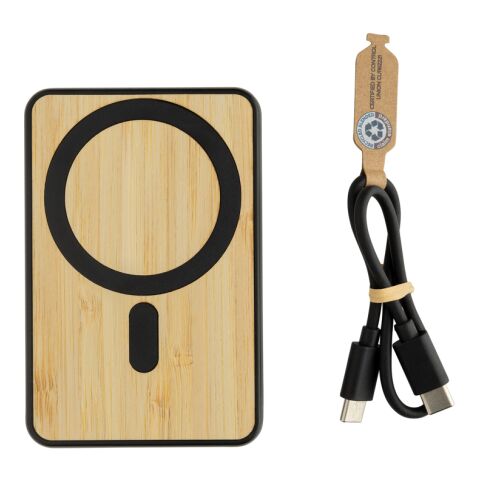 Powerbank magnático bambú Zen RCS rplastic 5.000 mAh negro | sin montaje de publicidad | no disponible | no disponible