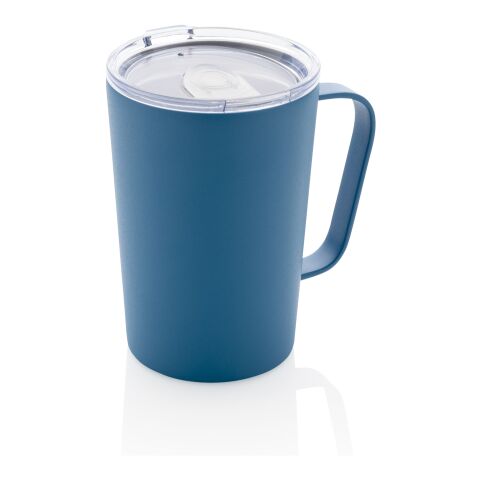 Taza al vacío RCS de acero inoxidable reciclado con asa azul | sin montaje de publicidad | no disponible | no disponible