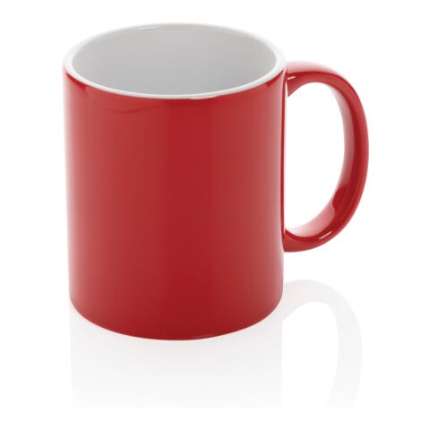 Taza básica de cerámica rojo | sin montaje de publicidad | no disponible | no disponible